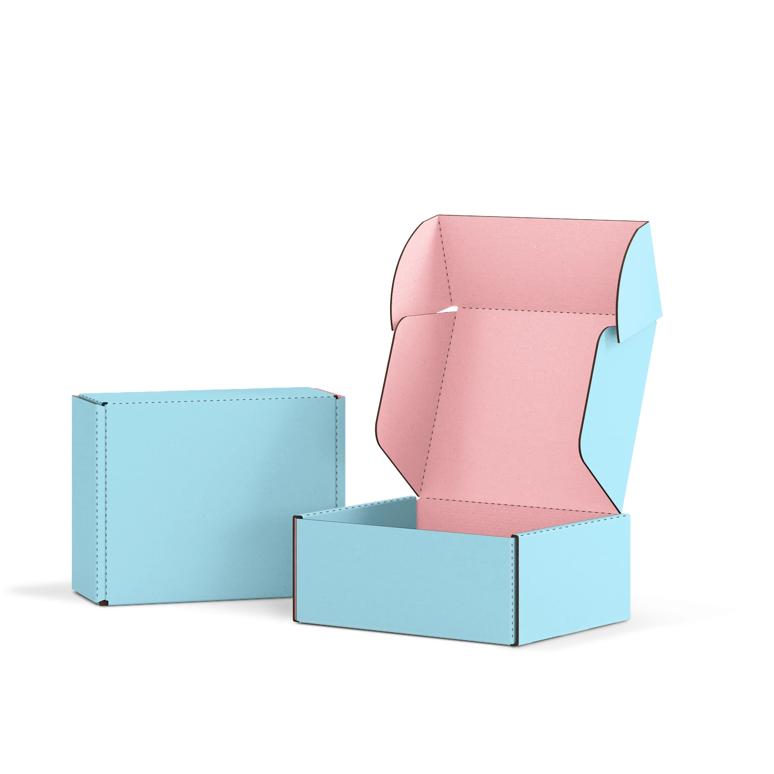 Самосборная коробка FEFCO 0427 | Т24Е | PANTONE 290 U | PANTONE 197 U | НЕБО-РОЗОВЫЙ