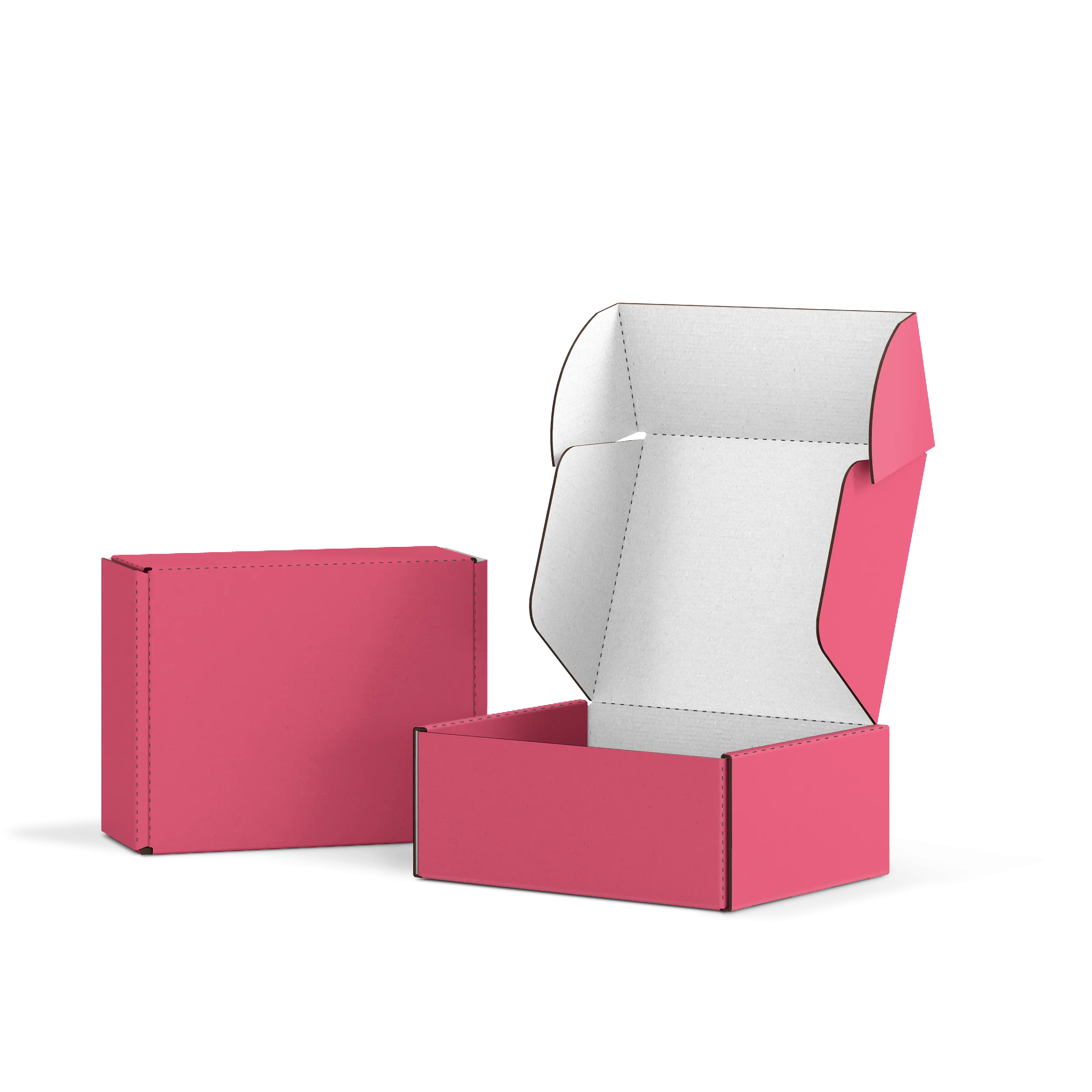Самосборная коробка FEFCO 0427 | Т24Е | PANTONE 205 U | ЯГОДНЫЙ-БЕЛЫЙ