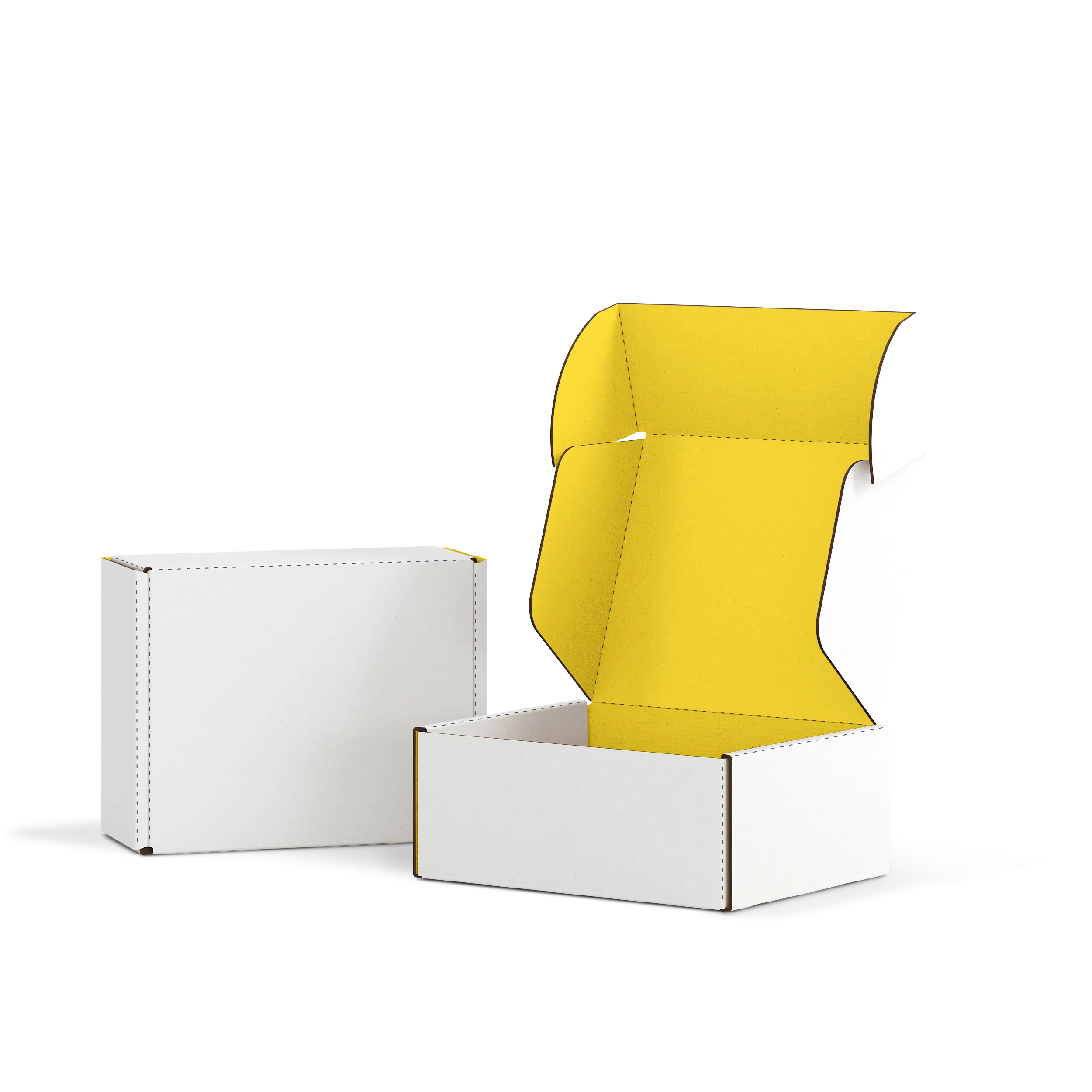 Самосборная коробка FEFCO 0427 | Т24Е | PANTONE PROCESS YELLOW U | БЕЛЫЙ-ЖЕЛТЫЙ