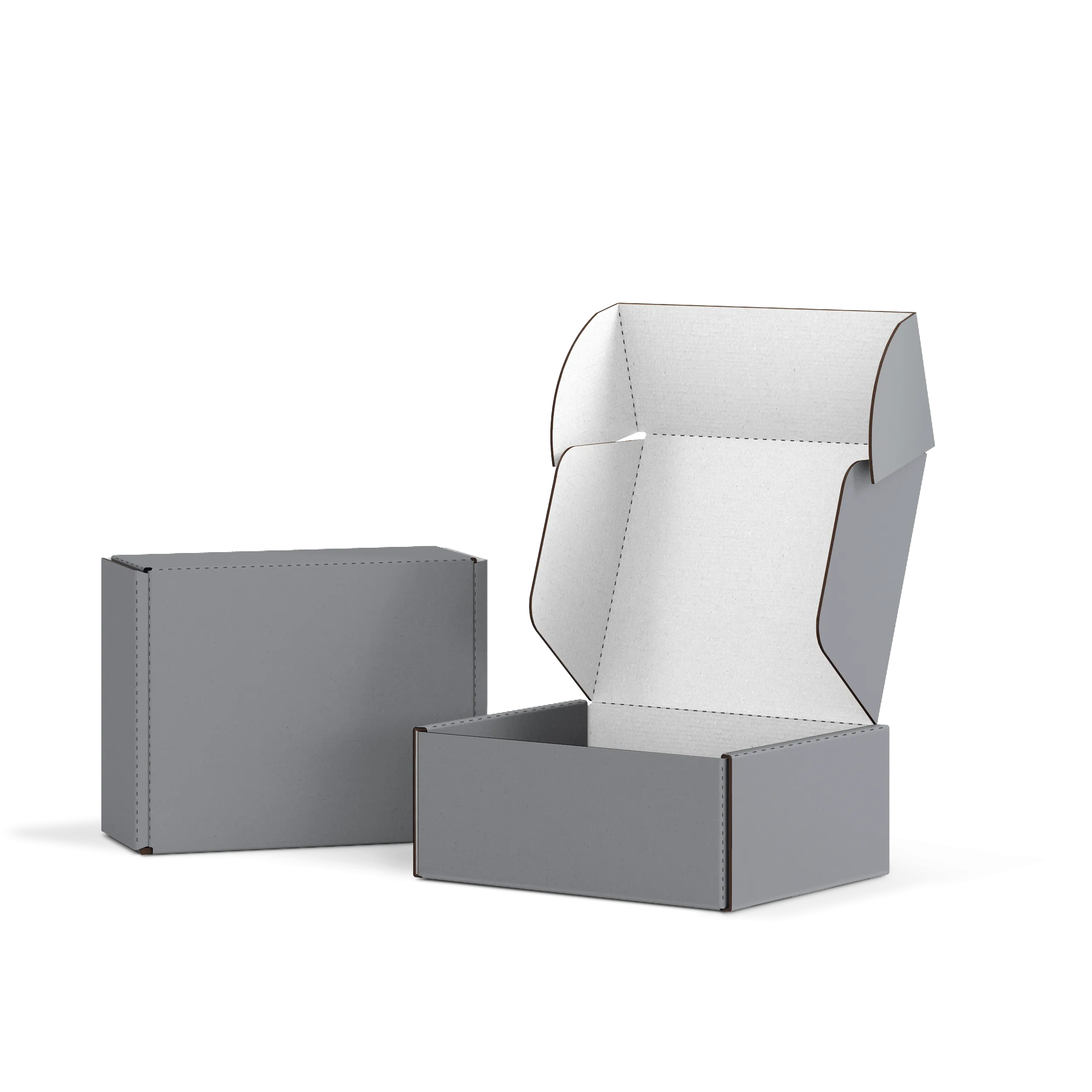 Самосборная коробка FEFCO 0427 | Т24Е | PANTONE COOL GREY 8 U | СЕРЫЙ-БЕЛЫЙ