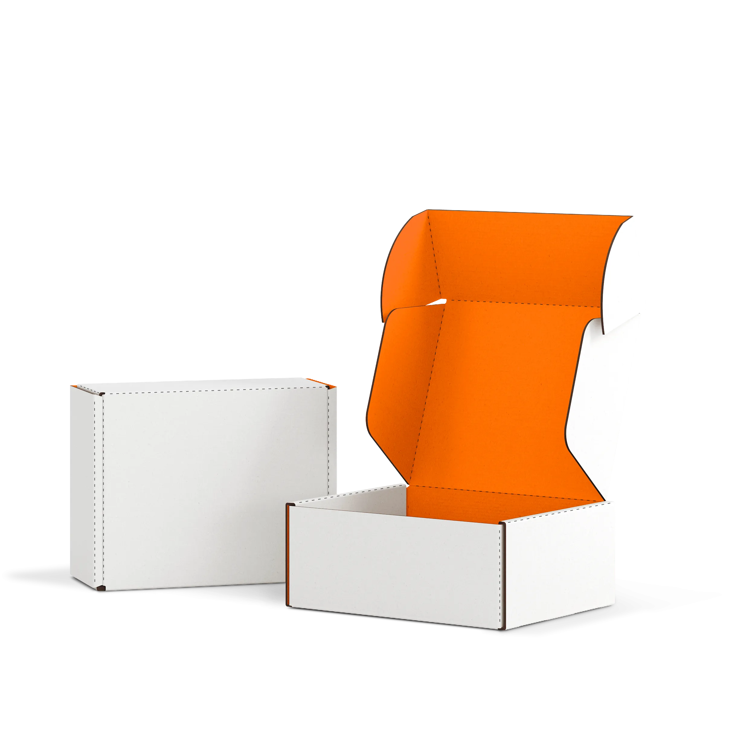 Самосборная коробка FEFCO 0427 | Т24Е | PANTONE 1505 U | БЕЛЫЙ-ОРАНЖЕВЫЙ