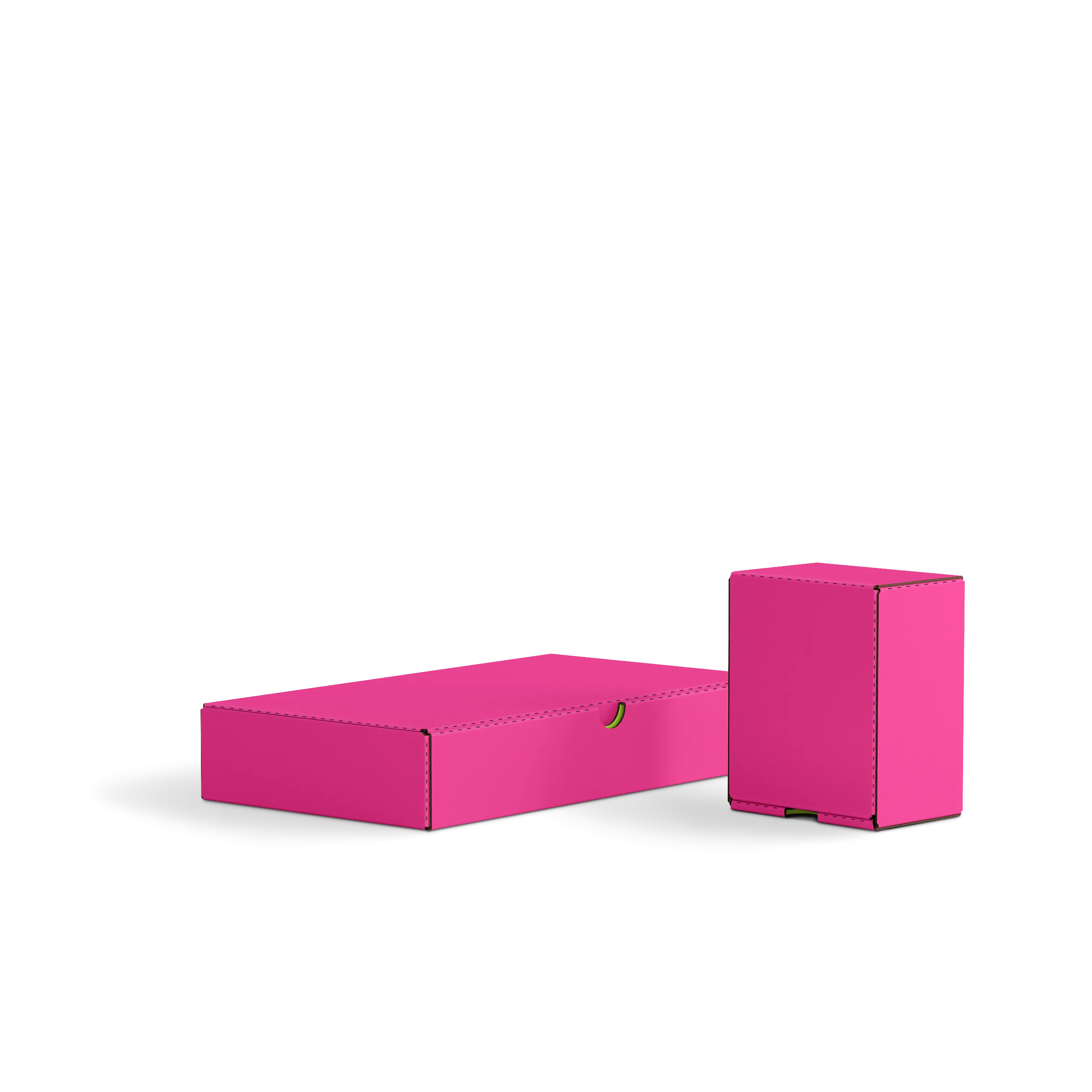 Коробка с откидной крышкой FEFCO 0426 | Т24Е | PANTONE PHODAMINE RED U | PANTONE 389 U | БАРБИ-ЛАЙМ