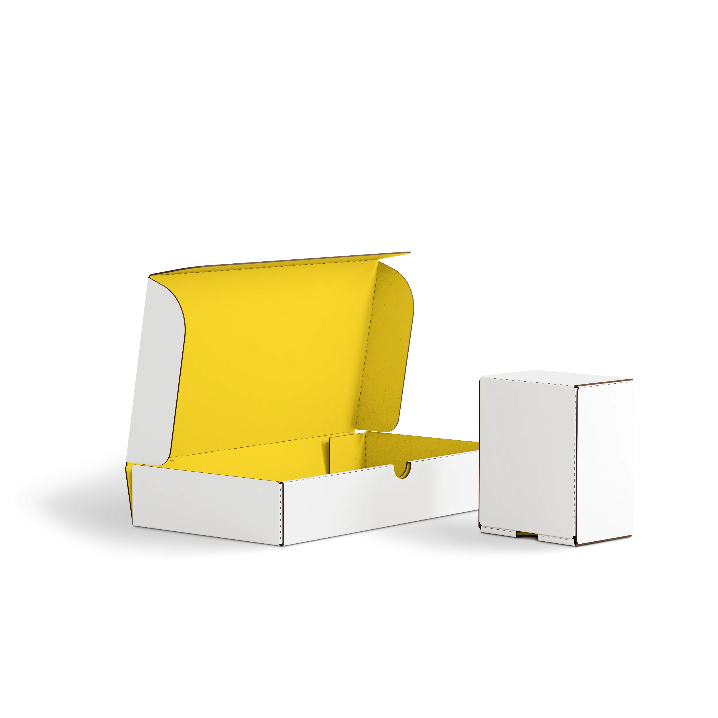 Коробка с откидной крышкой FEFCO 0426 | Т24Е | PANTONE PROCESS YELLOW U | БЕЛЫЙ-ЖЕЛТЫЙ