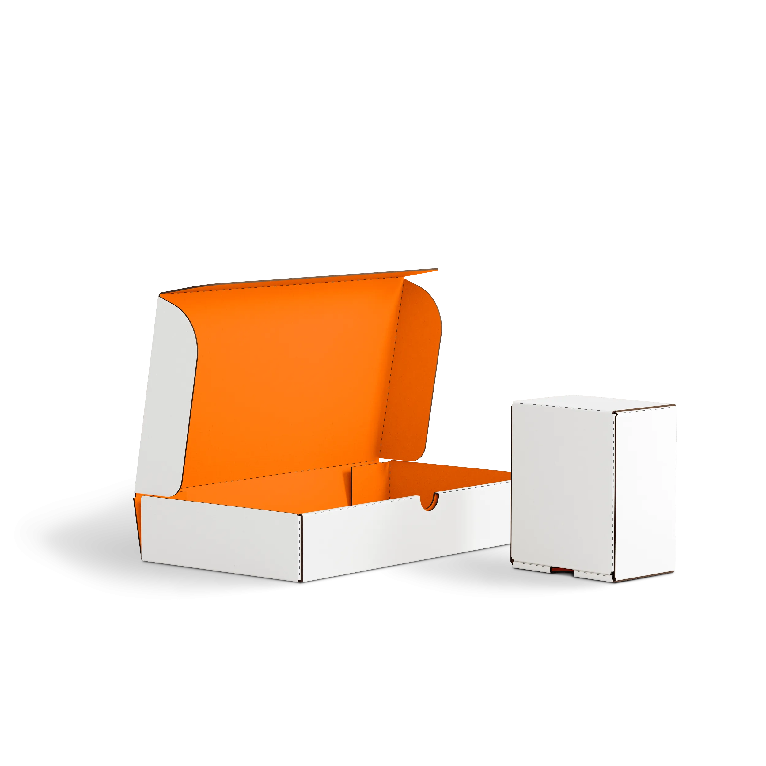 Коробка с откидной крышкой FEFCO 0426 | Т24Е | PANTONE 1505 U | БЕЛЫЙ-ОРАНЖЕВЫЙ