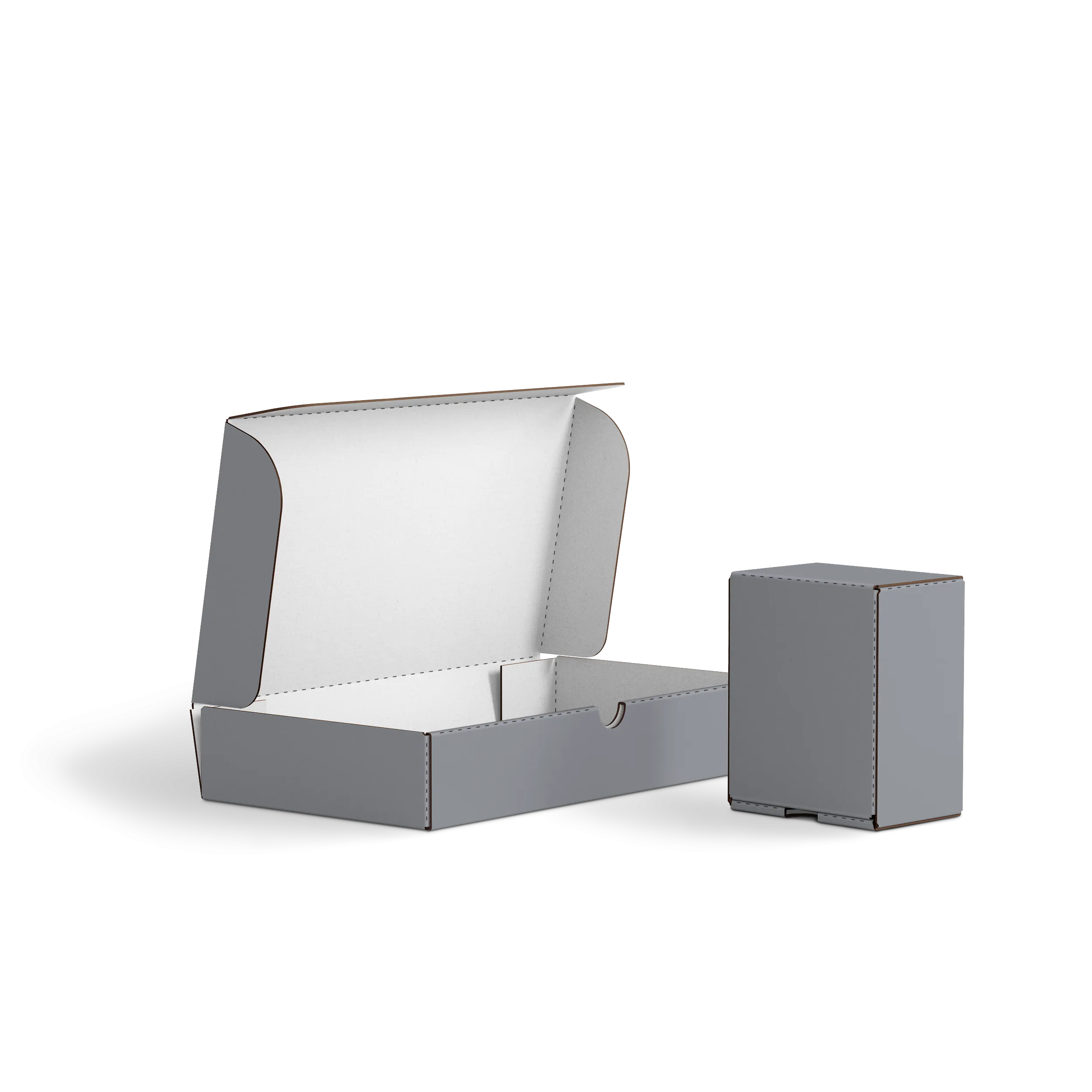 Коробка с откидной крышкой FEFCO 0426 | Т24Е | PANTONE COOL GREY 8 U | СЕРЫЙ-БЕЛЫЙ