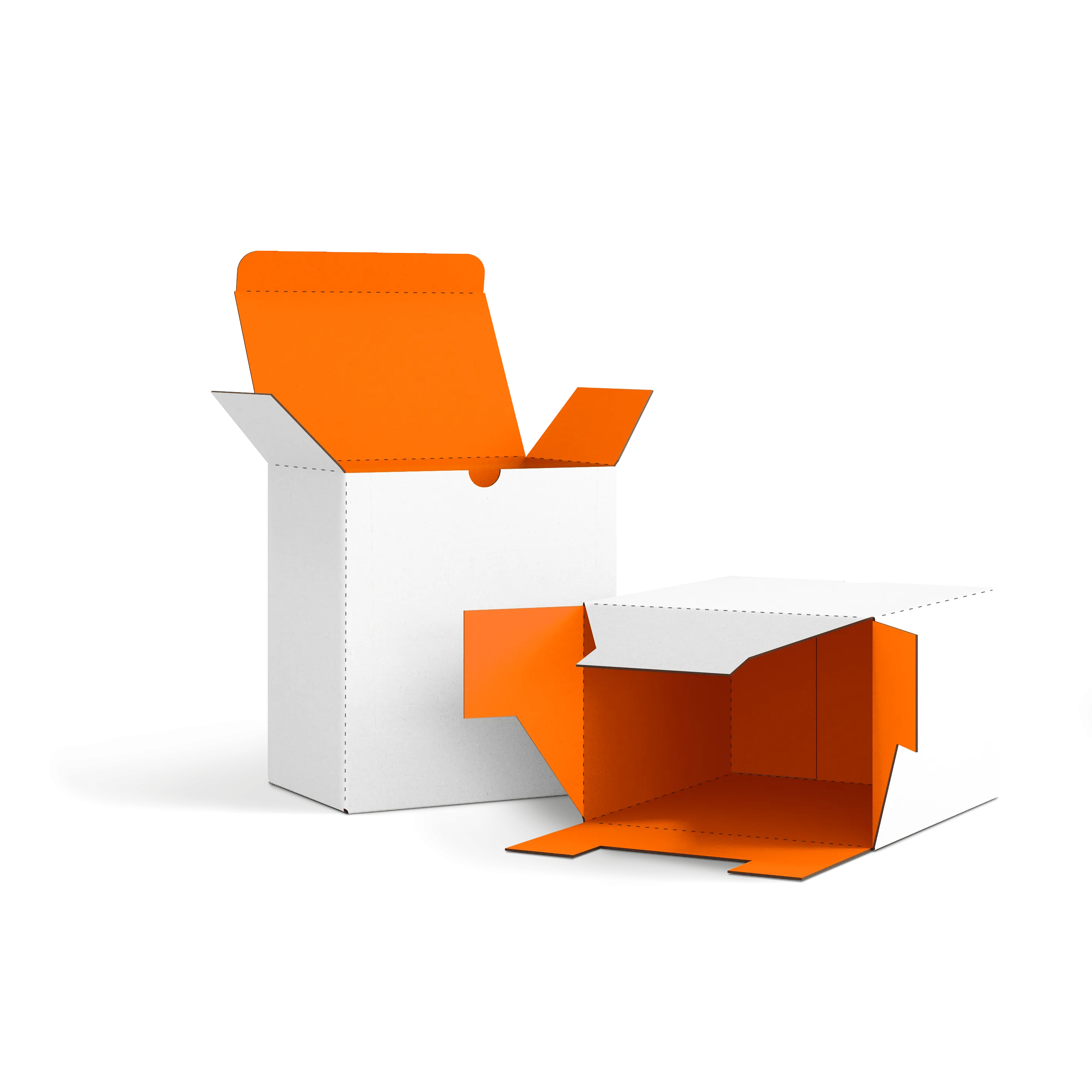 Коробка со складным дном FEFCO 0215 | Т24Е | PANTONE 1505 U | БЕЛЫЙ-ОРАНЖЕВЫЙ
