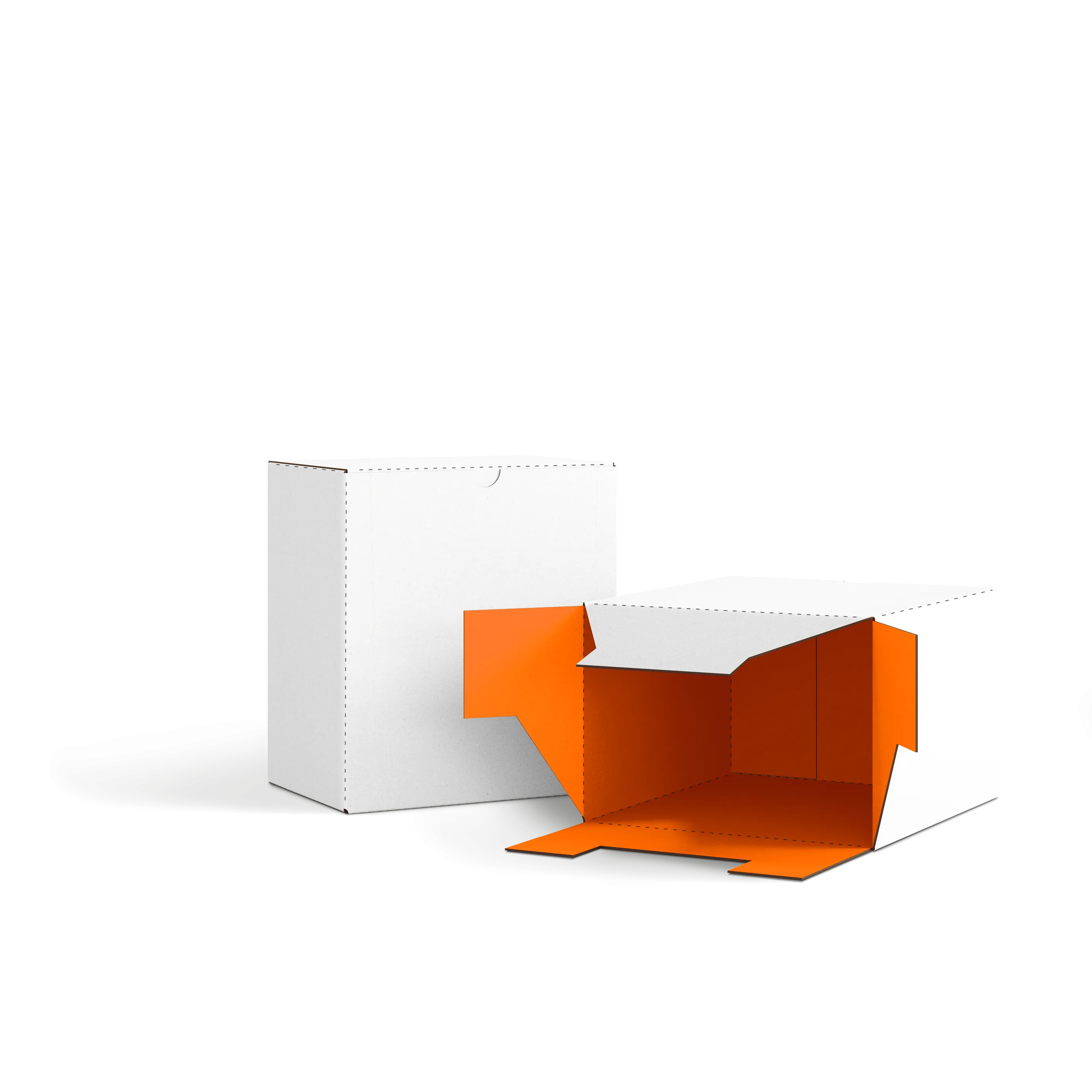 Коробка со складным дном FEFCO 0215 | Т24Е | PANTONE 1505 U | БЕЛЫЙ-ОРАНЖЕВЫЙ
