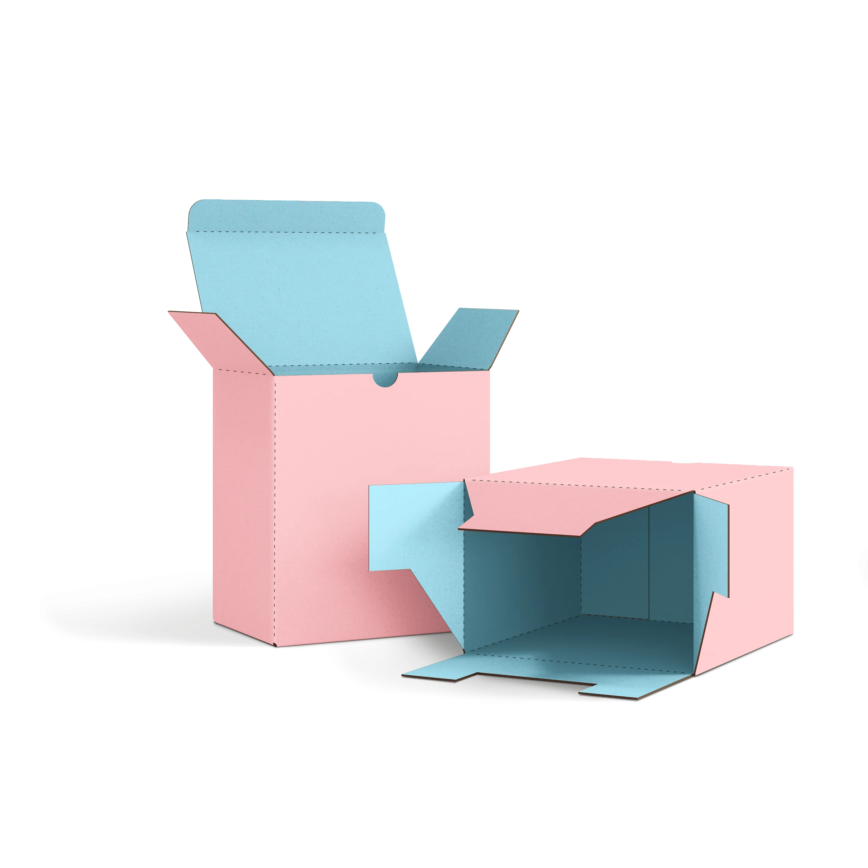 Коробка со складным дном FEFCO 0215 | Т24Е | PANTONE 197 U | PANTONE 290 U | РОЗОВЫЙ-НЕБО