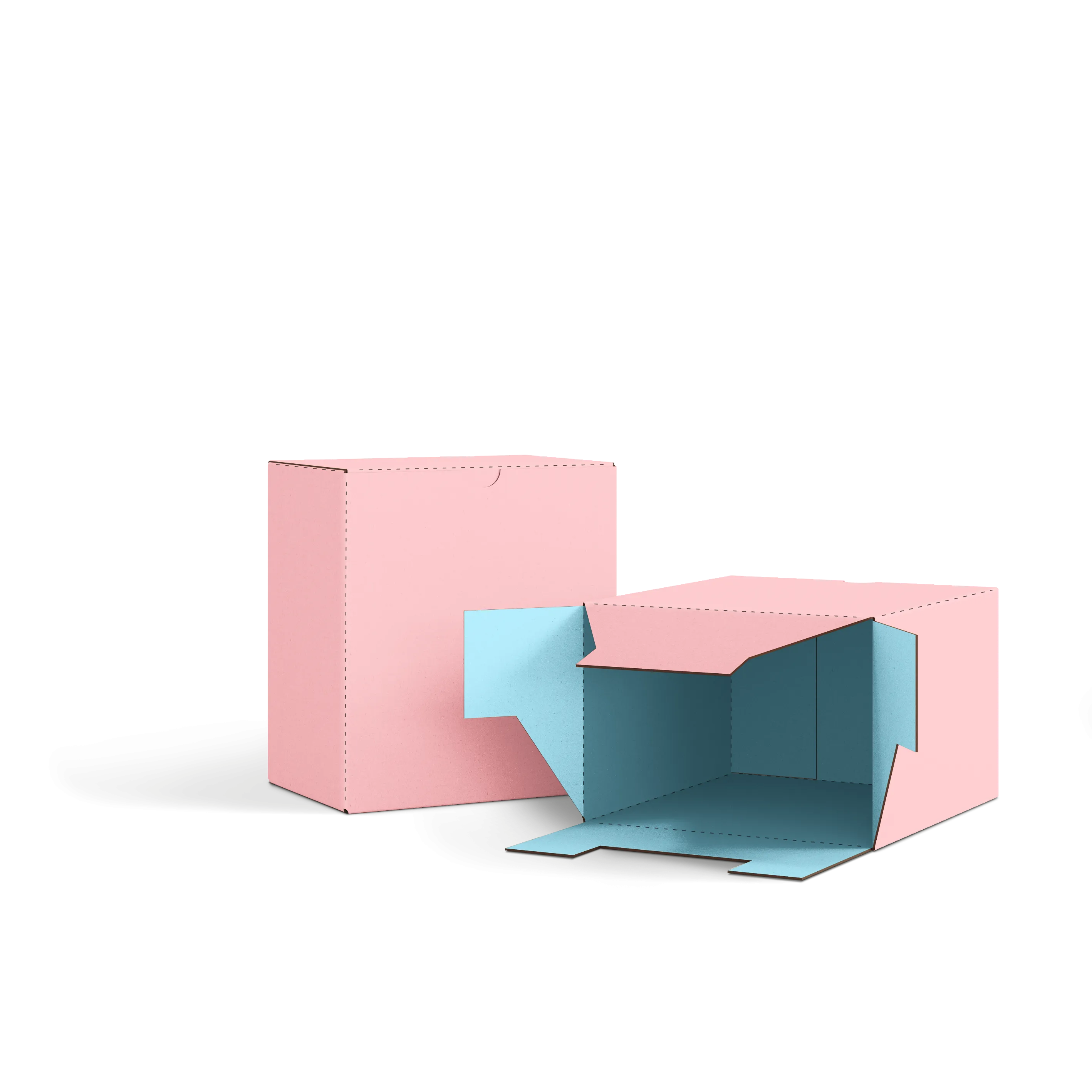 Коробка со складным дном FEFCO 0215 | Т24Е | PANTONE 197 U | PANTONE 290 U | РОЗОВЫЙ-НЕБО