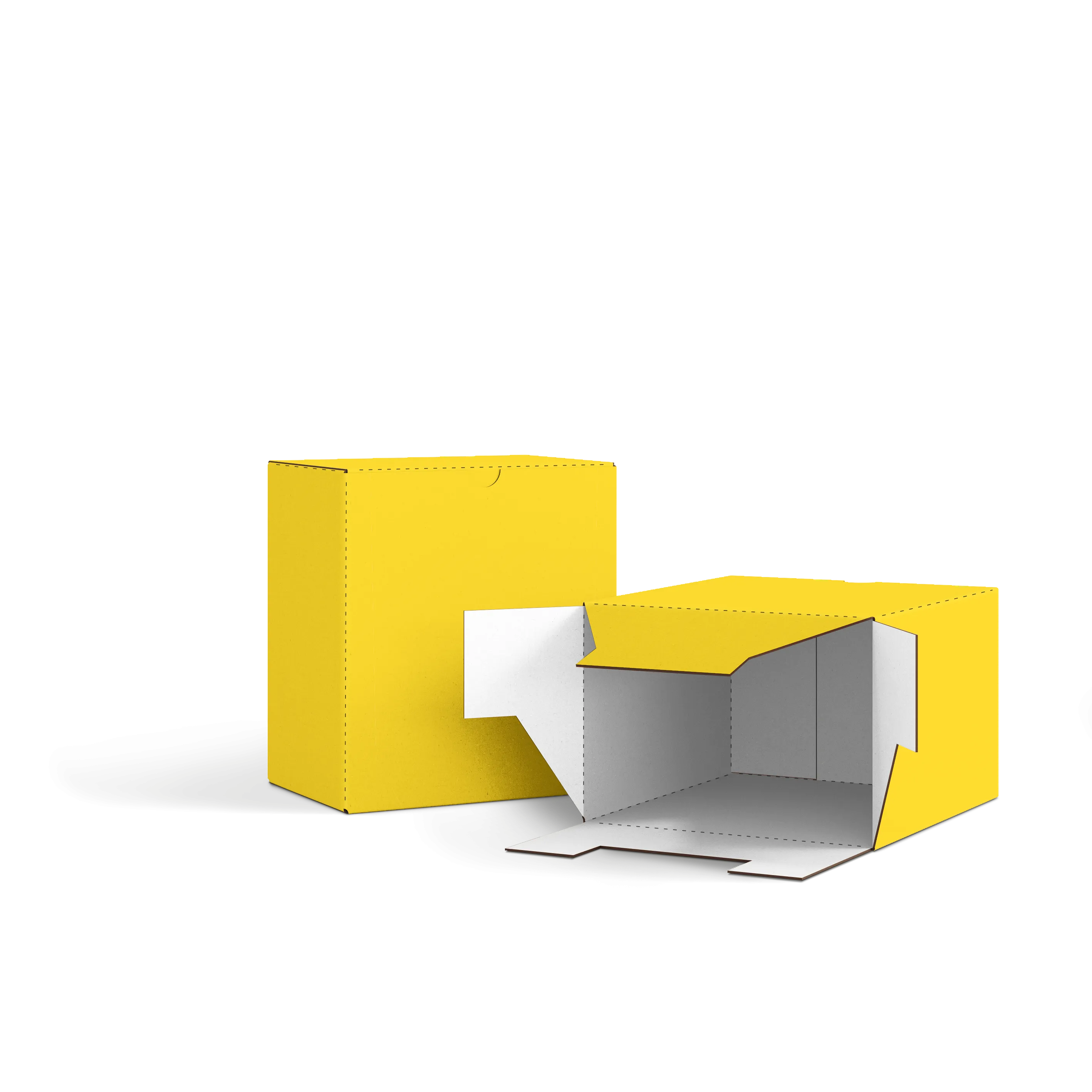 Коробка со складным дном FEFCO 0215 | Т24Е | PANTONE PROCESS YELLOW U | ЖЕЛТЫЙ-БЕЛЫЙ