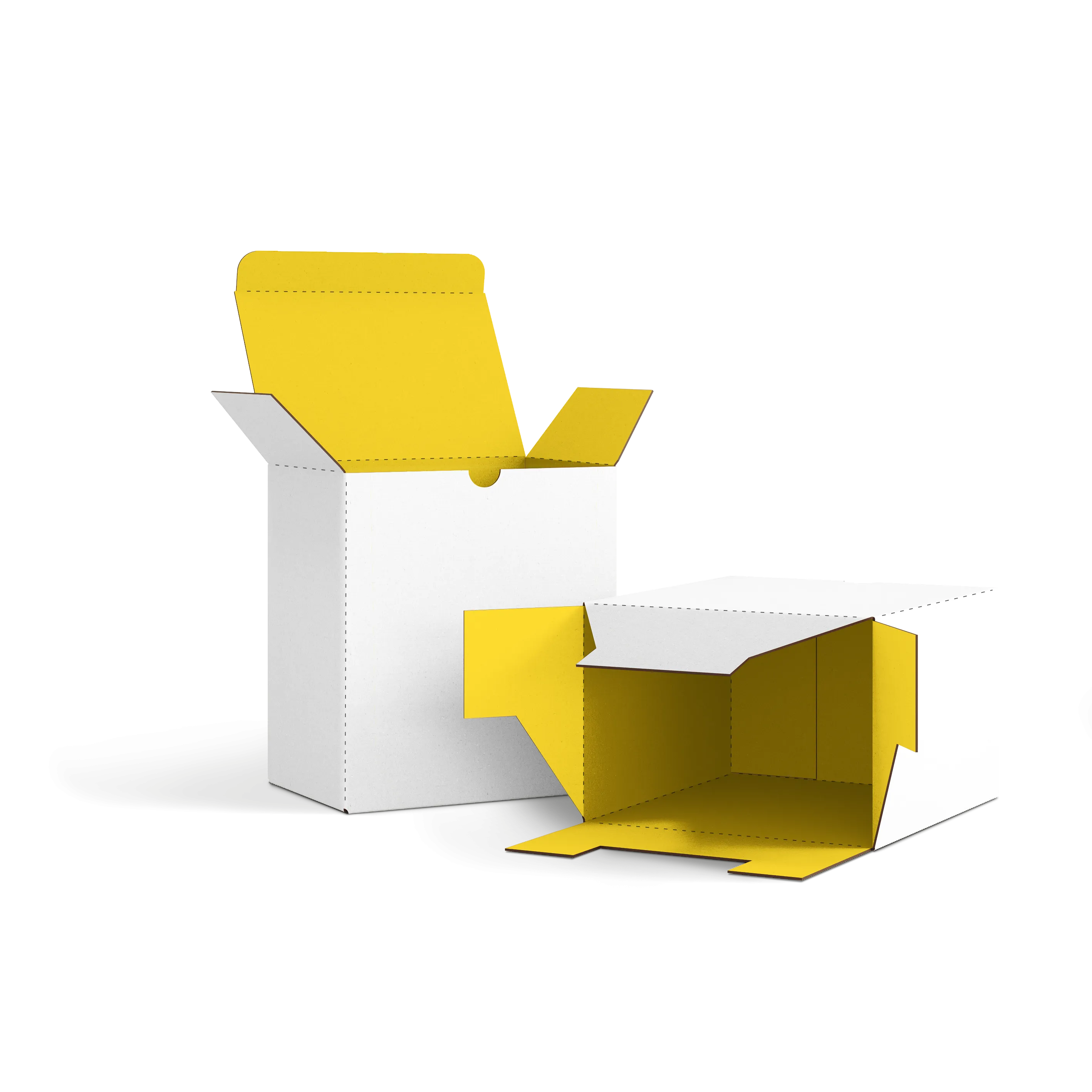 Коробка со складным дном FEFCO 0215 | Т24Е | PANTONE PROCESS YELLOW U | БЕЛЫЙ-ЖЕЛТЫЙ