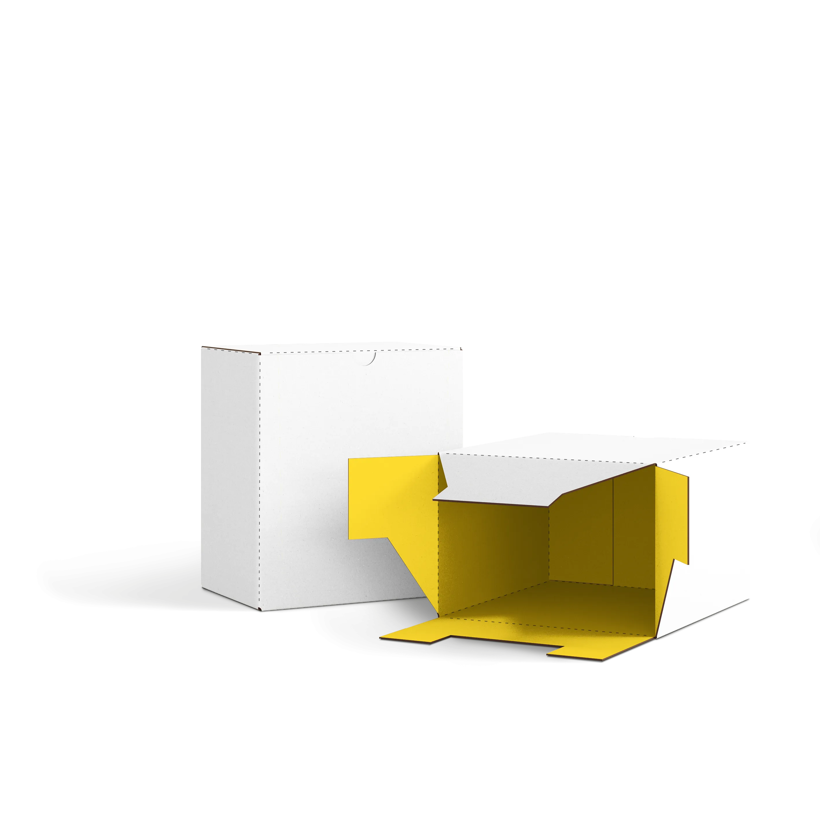 Коробка со складным дном FEFCO 0215 | Т24Е | PANTONE PROCESS YELLOW U | БЕЛЫЙ-ЖЕЛТЫЙ