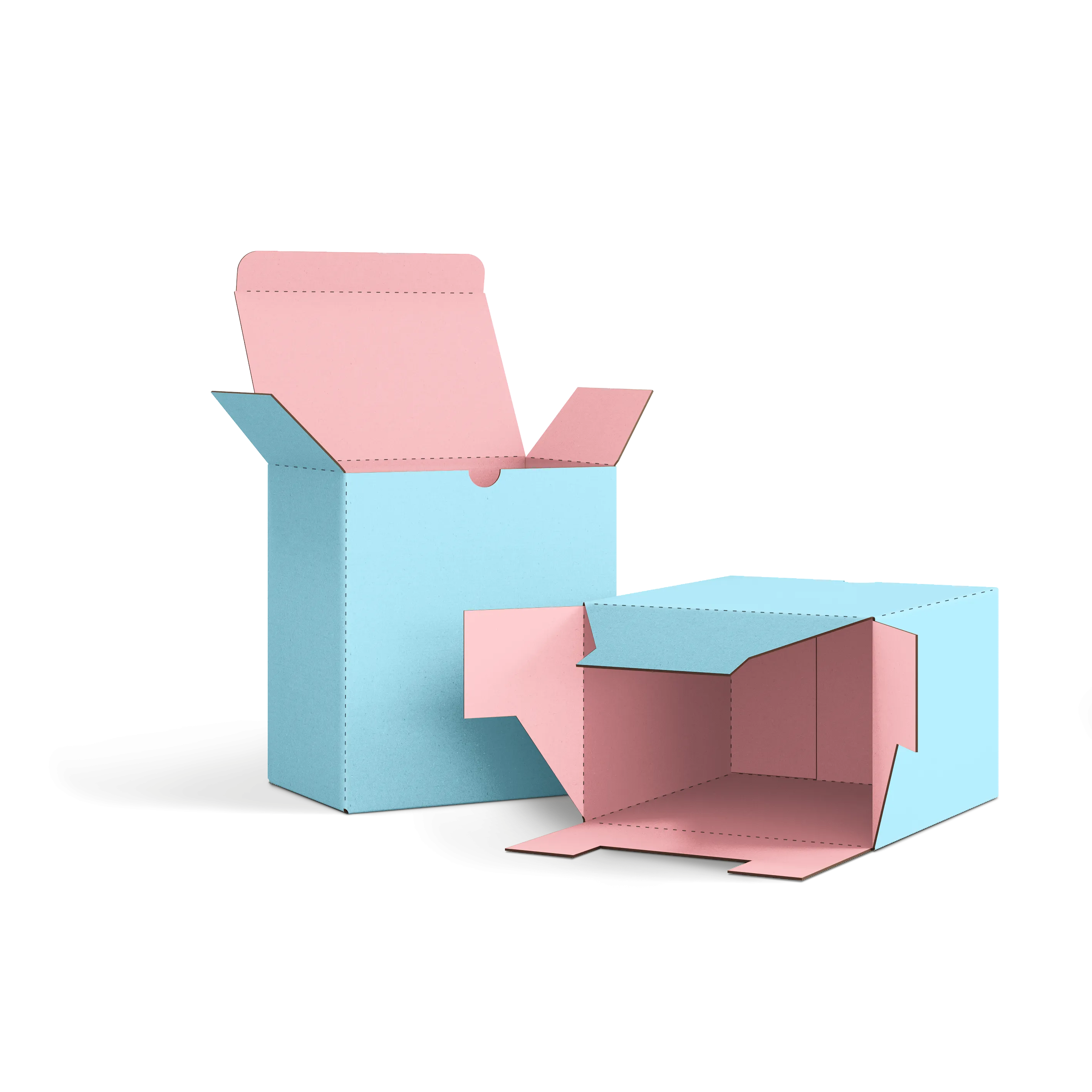 Коробка со складным дном FEFCO 0215 | Т24Е | PANTONE 290 U | PANTONE 197 U | НЕБО-РОЗОВЫЙ