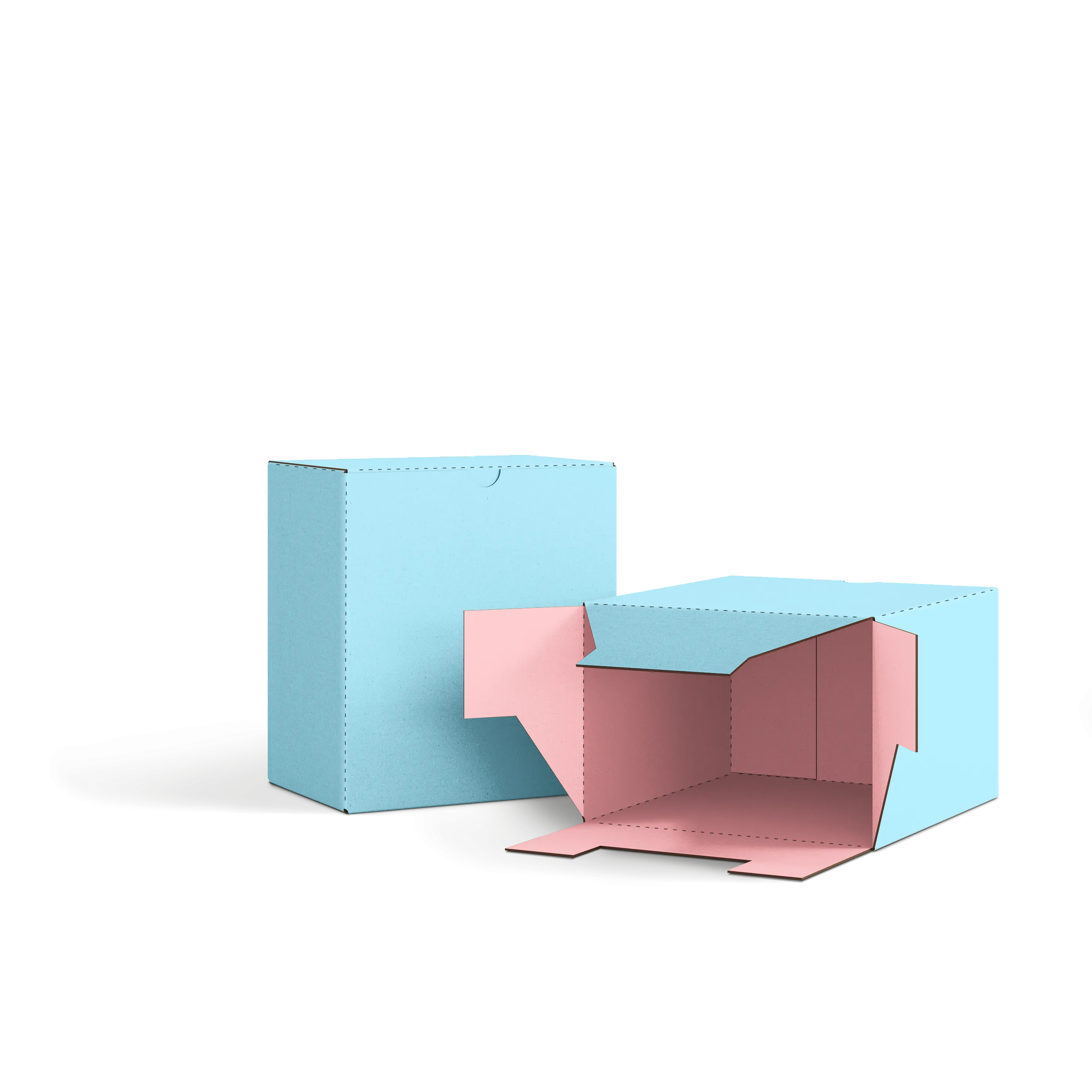 Коробка со складным дном FEFCO 0215 | Т24Е | PANTONE 290 U | PANTONE 197 U | НЕБО-РОЗОВЫЙ