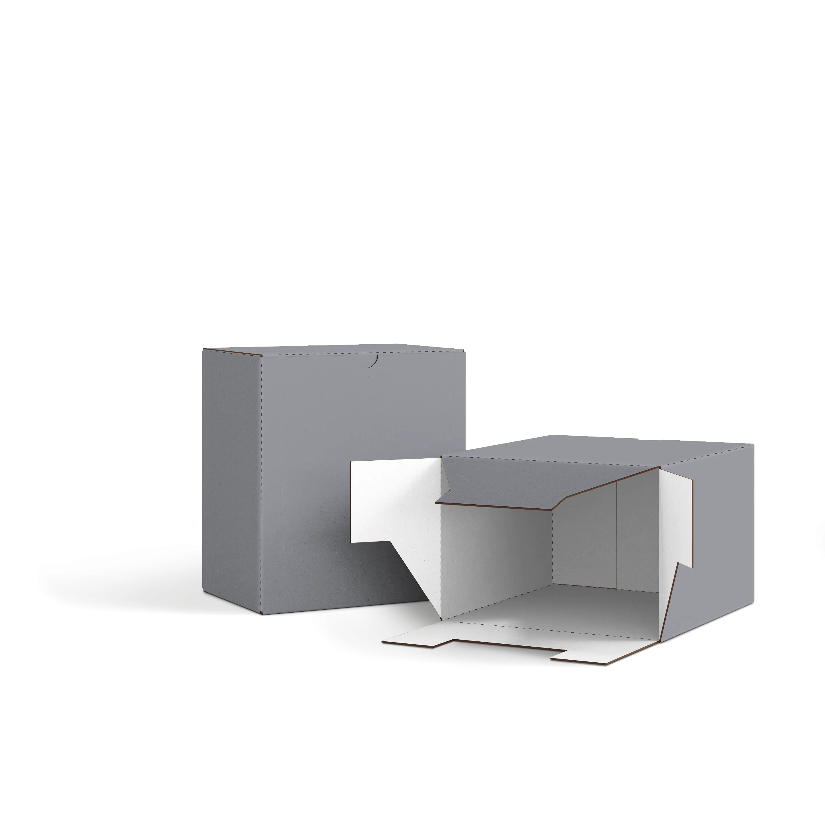 Коробка со складным дном FEFCO 0215 | Т24Е | PANTONE COOL GREY 8 U | СЕРЫЙ-БЕЛЫЙ