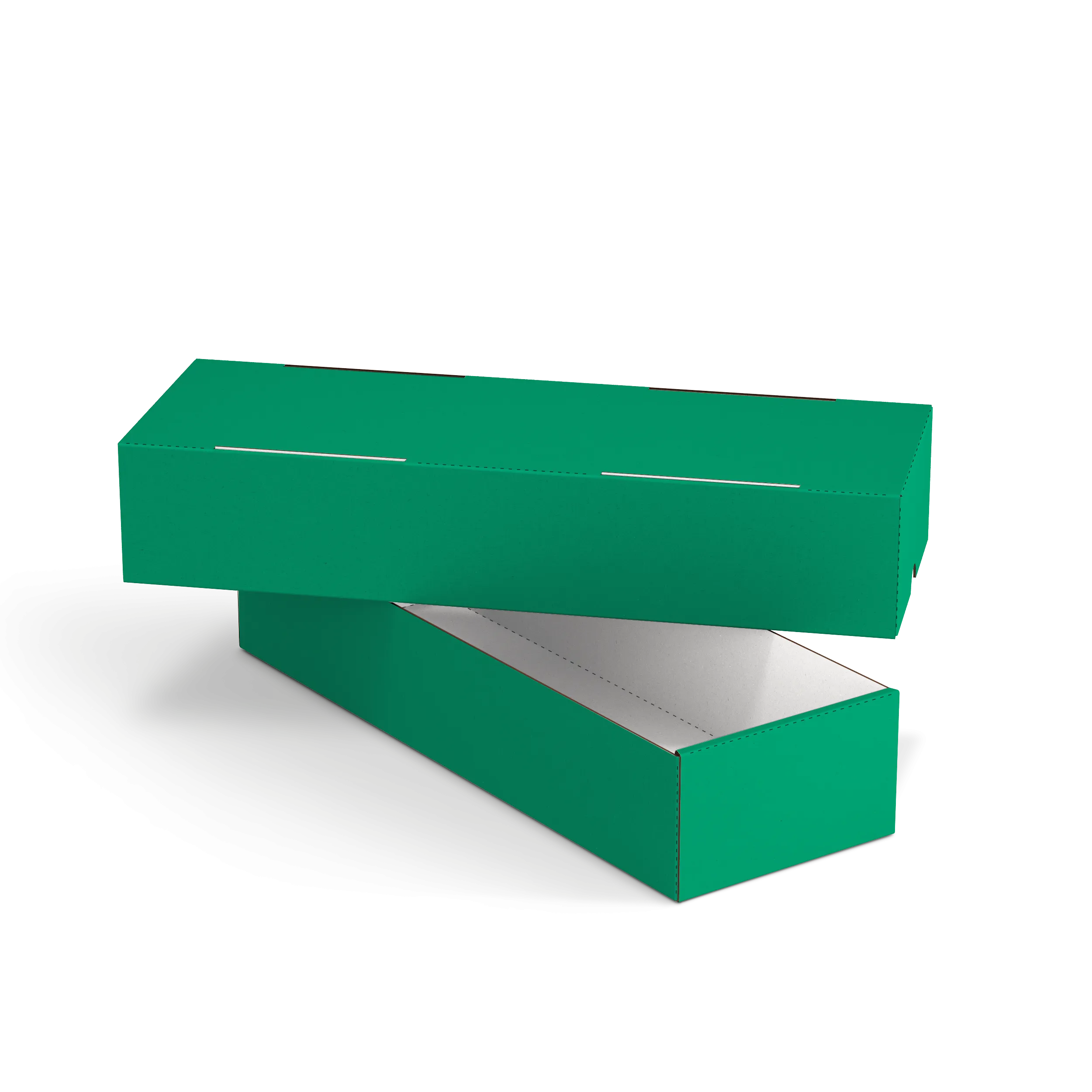 Коробка крышка-дно FEFCO 0330 | Т24Е | PANTONE 347 U | ЗЕЛЕНЫЙ-БЕЛЫЙ