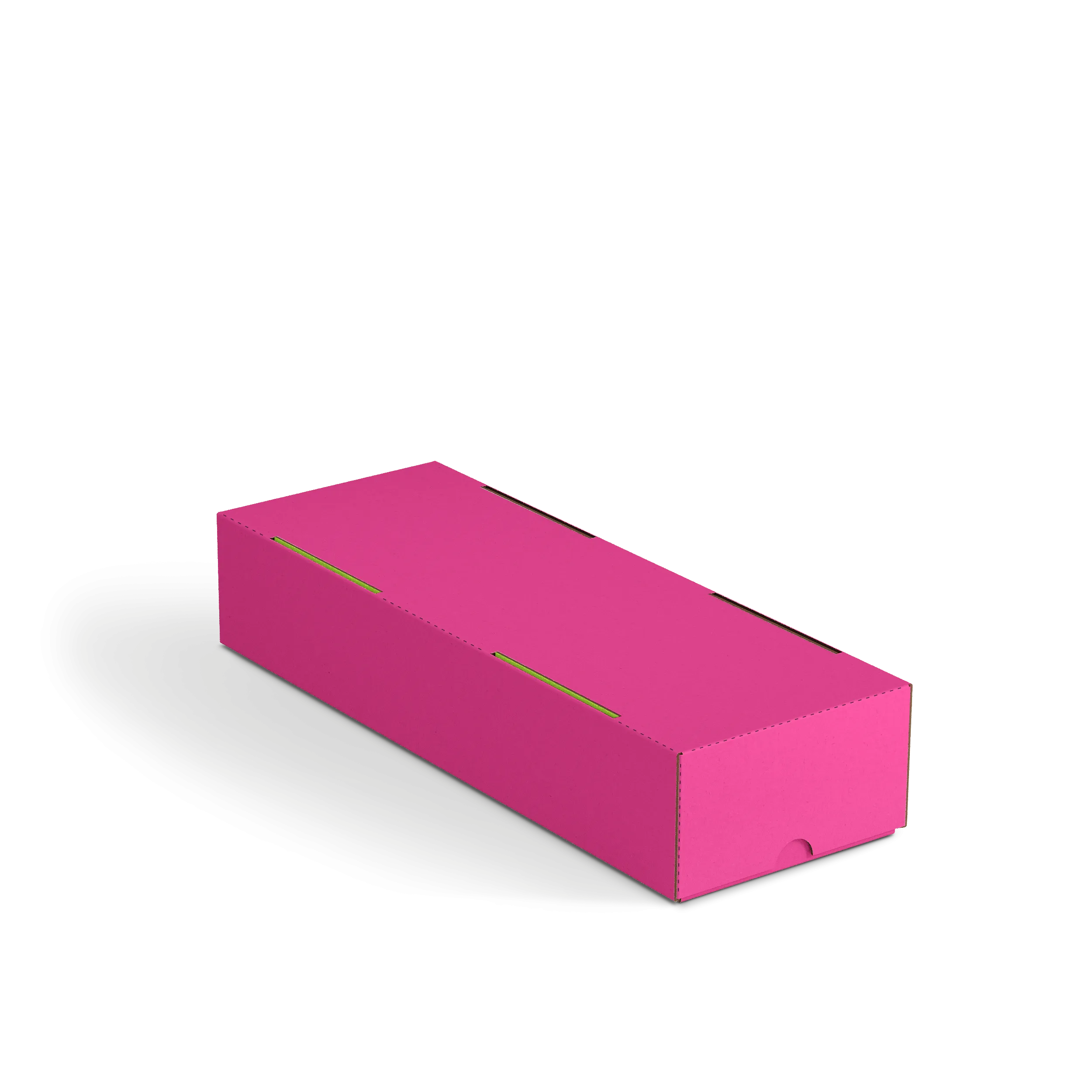 Коробка крышка-дно FEFCO 0330 | Т24Е | PANTONE PHODAMINE RED U | PANTONE 389 U | БАРБИ-ЛАЙМ