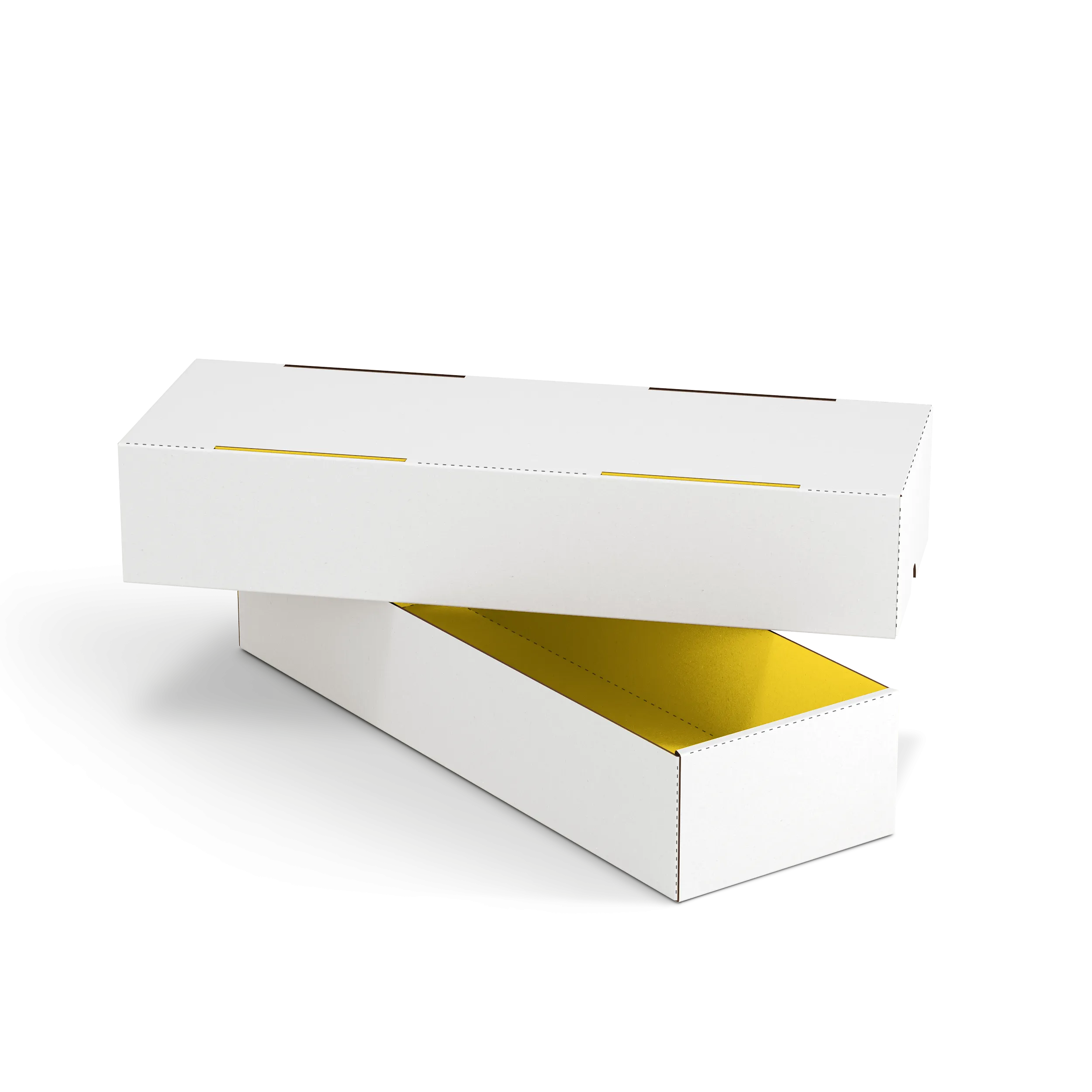 Коробка крышка-дно FEFCO 0330 | Т24Е | PANTONE PROCESS YELLOW U | БЕЛЫЙ-ЖЕЛТЫЙ