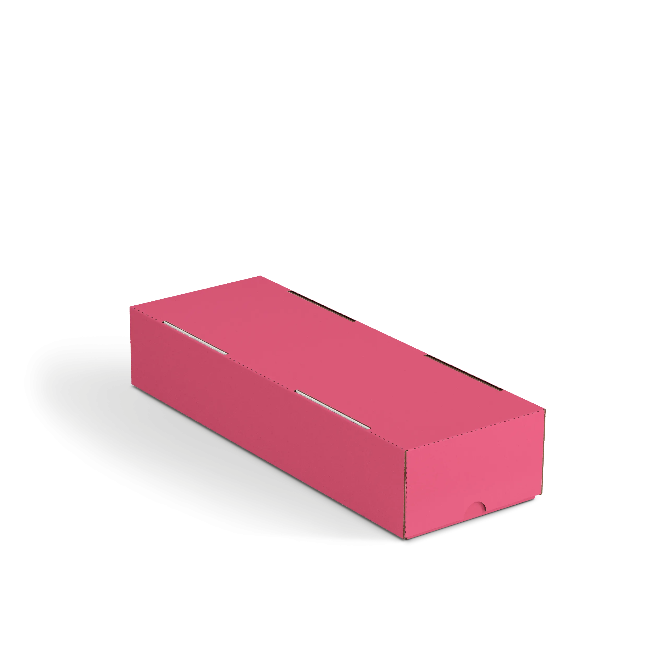 Коробка крышка-дно FEFCO 0330 | Т24Е | PANTONE 205 U | ЯГОДНЫЙ-БЕЛЫЙ