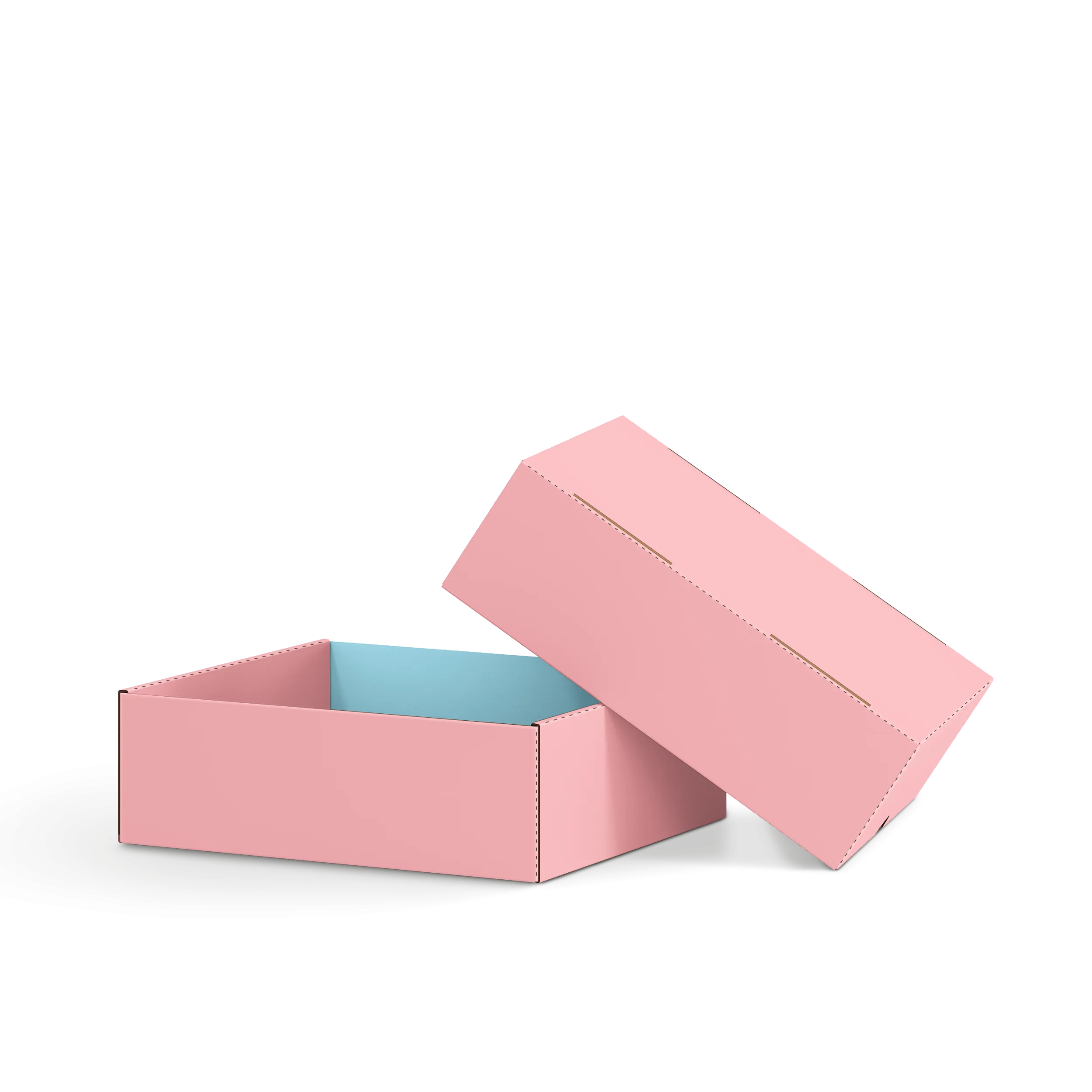 Коробка крышка-дно FEFCO 0330 | Т24Е | PANTONE 197 U | PANTONE 290 U | РОЗОВЫЙ-НЕБО