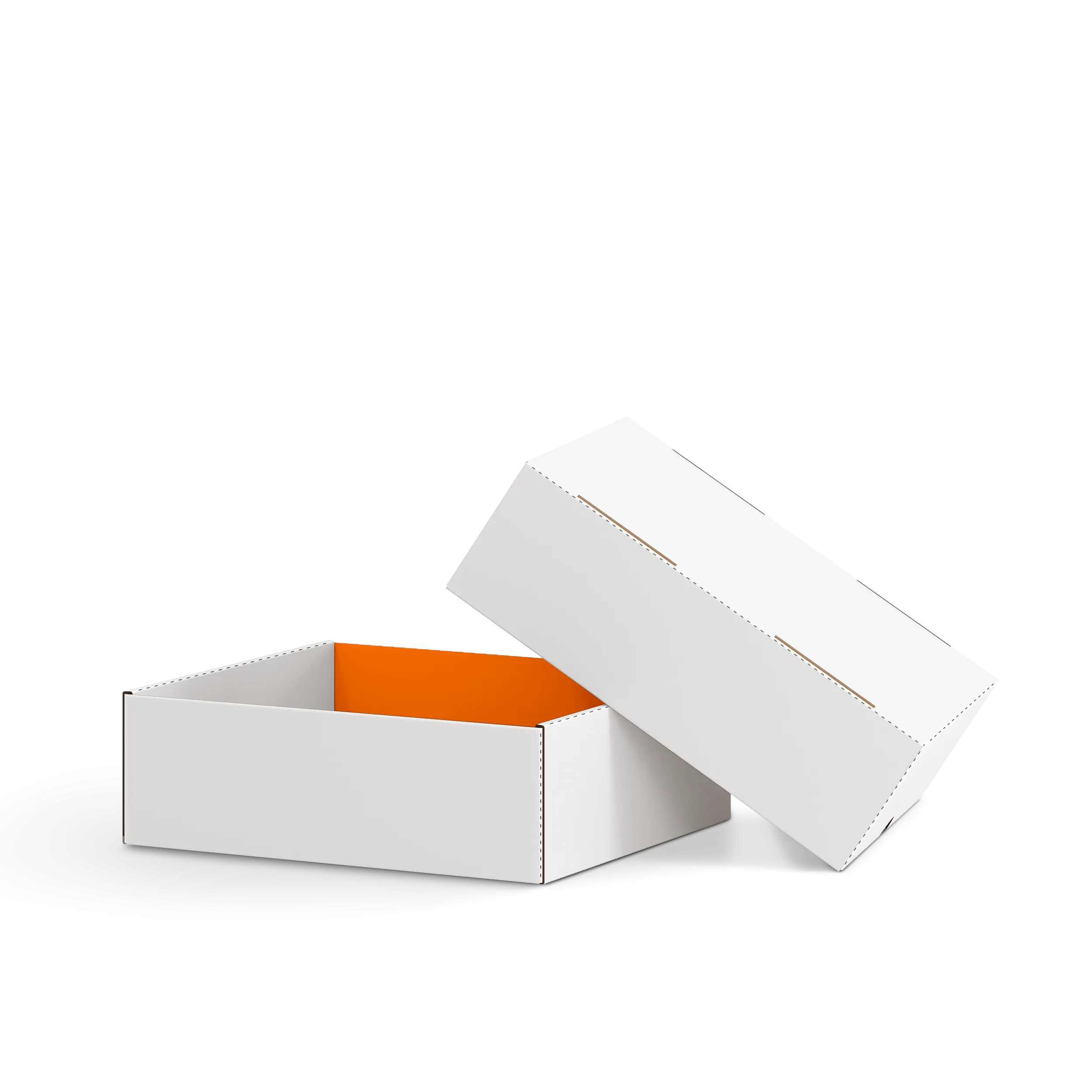 Коробка крышка-дно FEFCO 0330 | Т24Е | PANTONE 1505 U | БЕЛЫЙ-ОРАНЖЕВЫЙ